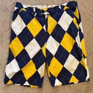 Yellow and Blue Argyle Board Shorts